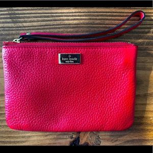 Kate Spade Red Pebbled Leather Wristlet